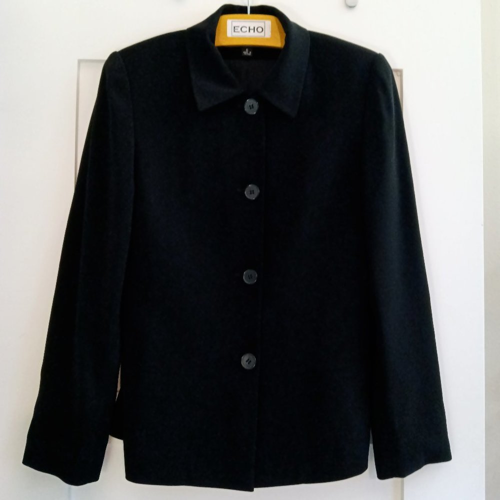Kasper & Company Black Polyester Microfiber Travel Blazer